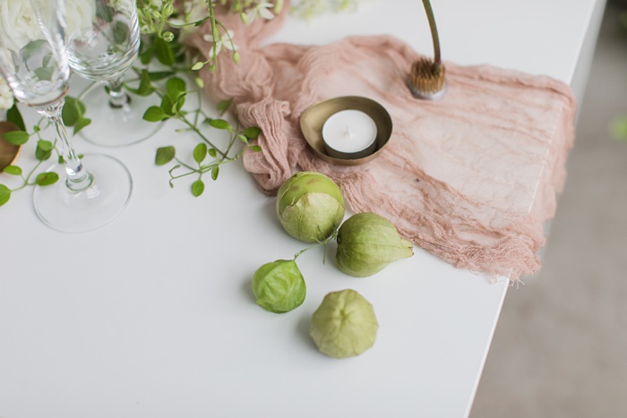 tomatillos and a table runner